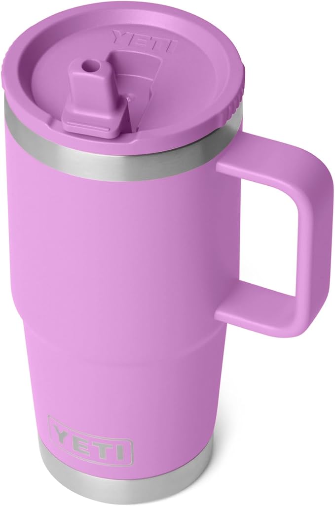 YETI Rambler 20 oz Travel Mug with Flip Straw Lid – Stainless Steel, Vacuum Insulated, Leakproof, Cup Holder Friendly, Desert Bloom - Image 3