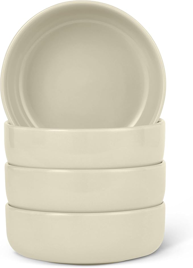 Amazon Basics Glazed Stoneware Bowls, 4-Piece Set, Microwave and Dishwasher-Safe, 5.5 in., Ivory by AmazonBasics
