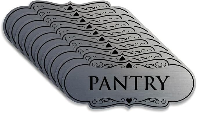 Designer Pantry Sign (Brushed Silver) - Small (10 Pack) by SignsByLITA