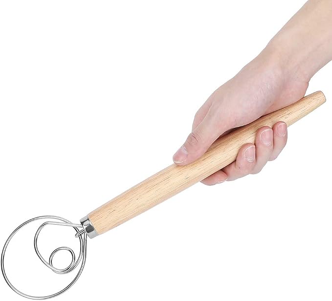 Jiawu 2Pcs Dough Blender Manual Mixer Ergonomic Oak Handle for Baking Homemade Bread and Pastries 13.0x3.1in Stainless Steel - Image 3