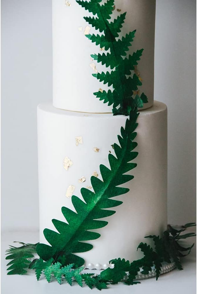 Crystal Candy Wafer Paper Garden Ferns, Rounded Green - Image 3