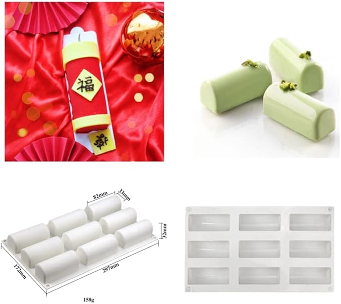mostsom 3.28'' Length Cylinder Strips Biscuit Chocolate Sticks Cookies Baking Jelly Silicone Mold Ice Tube Making Trays, Perfect Ice Cube Sticks Molds (Cylinder H)
