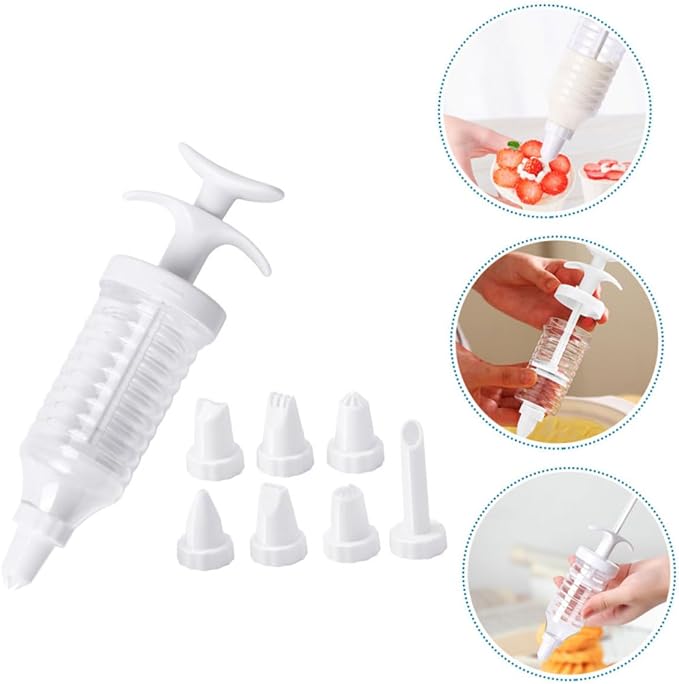 Cake Piping Kit with Replaceable Nozzles Injection Syringe for Cake and Cookie Decorating Multipattern Pastry Tips for Frosting and Cream Filling