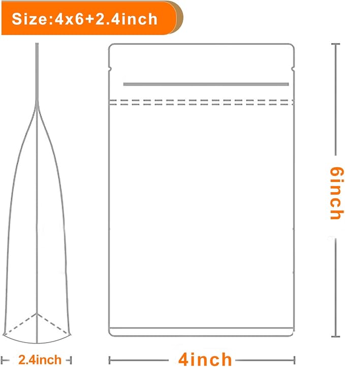 100 PCS Resealable Packaging Bags for Small Business，Kraft Bags With Window Clear Fornt Heat Seal Sealable 4"X6"Paper Zipper Stand Up Pouches Nut Bag Coffee Cookie Herb Food Bakery Storage - Image 3