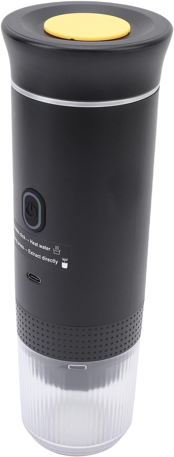 Keenso Portable Capsules Coffee Maker ABS 304 Stainless Steel Portable Coffee Machine 72W 120mL 20 Bar USB C Heated Brewing for Travel Office Camping Ground (Black) - Image 2