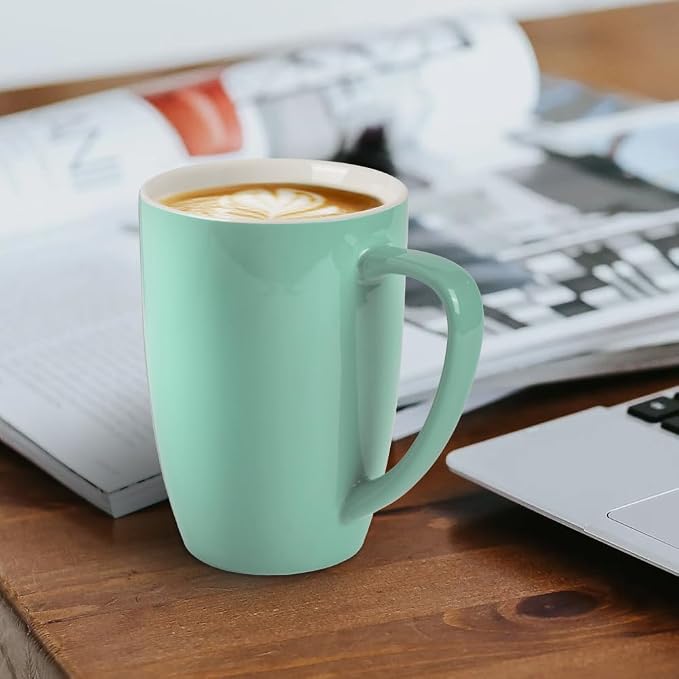 homEdge Porcelain Mug Set, 16 Ounces Cup for Tea, Latte, Mocha, Hot Chocolate, Set of 6, Turquoise - Image 2