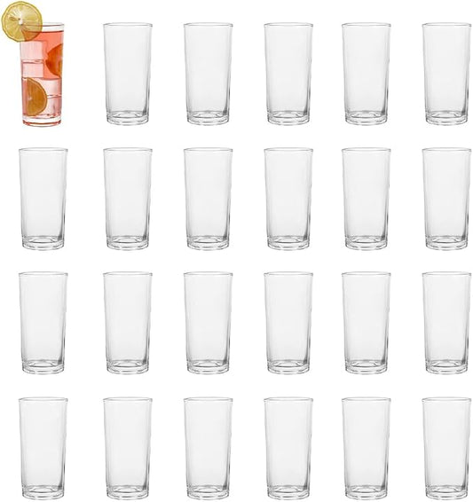 Highball Glasses Set of 24-8oz Tall Water Glasses for Mojito, Whiskey, Cocktails - Clear Drinking Glassware for Kitchen - Tall Drinking Glasses Set for Mixed Drinks (Glass, 24PCS8OZ) by BTGLLAS