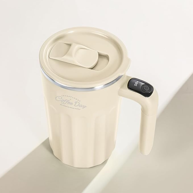 Self Stirring Mug,Self Stirring Coffee Mug,Suitable for Coffee, Milk, Cocoa and Other Beverages,Insulated bottle (Cream-temperature, 12 Ounces) - Image 7