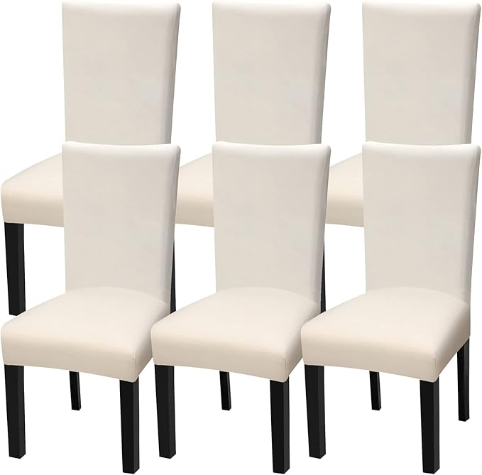 Fuloon 6 Pack Super Fit Stretch Removable Washable Short Dining Chair Protector Cover Seat Slipcover for Hotel, Dining Room, Ceremony, Banquet Wedding Party by Fuloon