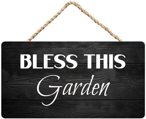 Bless This Garden Faith-Filled Wooden Hanging Sign - 12X6 Inch Home Door Bedroom Decor for Gardeners by Unknown