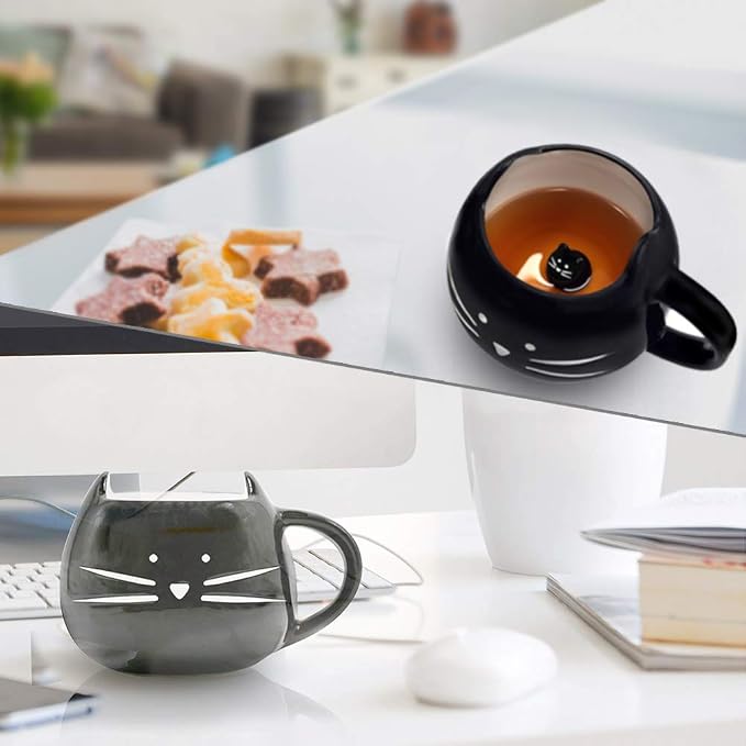 Koolkatkoo Cute Ceramic Cat Coffee Mug 12 oz Cat Lovers Kitty Tea Mugs Gifts for Women Girls Black - Image 4