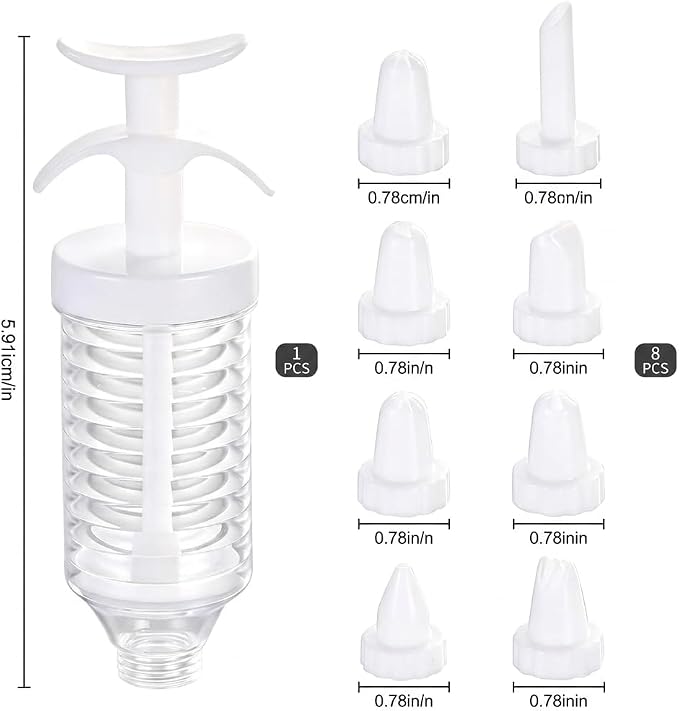 1 SET Deviled Egg Piping Tool, Deviled Eggs Filler Tool with 8 Piping Tips, Cupcake Filler Tool for Baking and Party Preparation, Reusable White Decorating Kit - Image 2