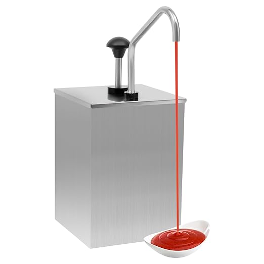 Stainless Steel Sauce Dispenser Pump, 4L/4.2Qt Squeeze Condiment Pump Station Commercial Soy Sauce Pump for Ketchup Syrup Salad Dressing Seasoning Sauce