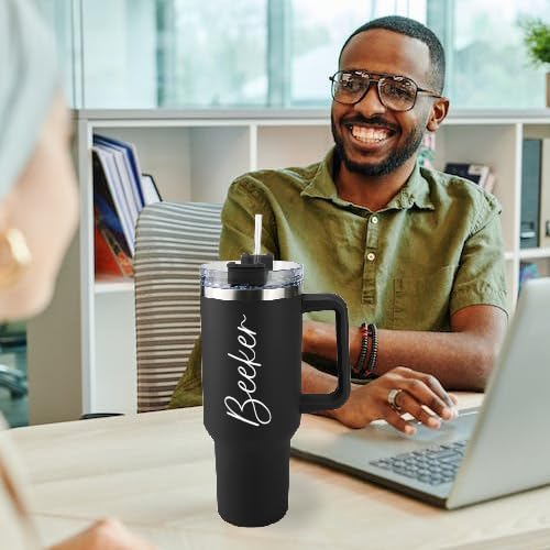 Ships Next Day,40 oz Tumbler with Handle and Straw,Custom Stainless Steel Insulated Cups with Name Travel Coffee Mug Personalized Wedding Mother's Birthday Christmas Gifts for Women