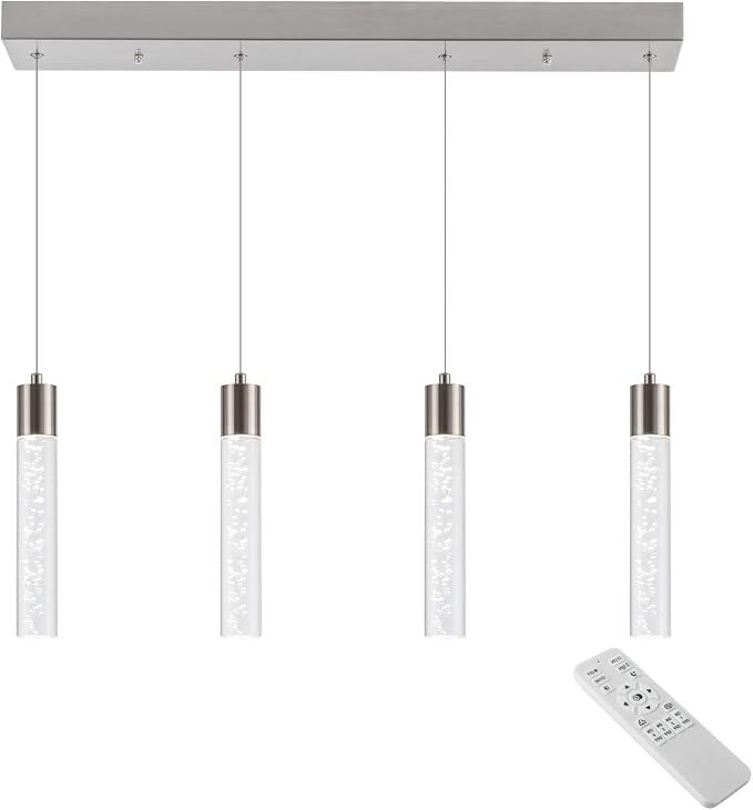 Pendant Light Kitchen Island with Remote Control & Dimmable, Modern Brushed Nickel Pendant Light Fixture for Dining Room 3000K/4000K/6000K - Image 8