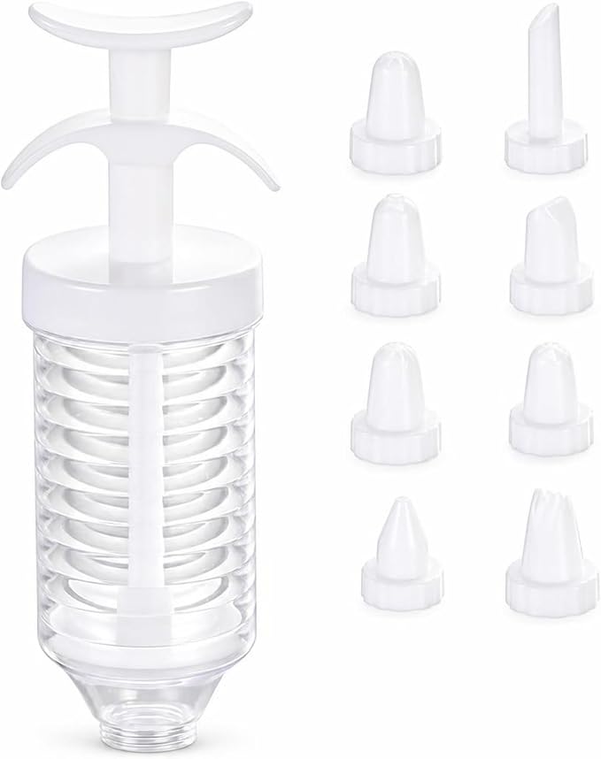 1 SET Deviled Egg Piping Tool, Deviled Eggs Filler Tool with 8 Piping Tips, Cupcake Filler Tool for Baking and Party Preparation, Reusable White Decorating Kit by Unknown