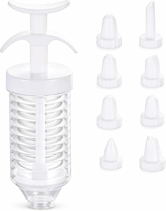 1 SET Deviled Egg Piping Tool, Deviled Eggs Filler Tool with 8 Piping Tips, Cupcake Filler Tool for Baking and Party Preparation, Reusable White Decorating Kit by Unknown