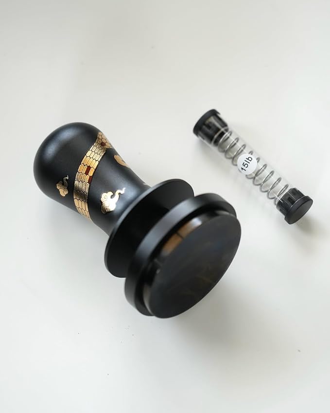MHW-3BOMBER 58.35mm Espresso Tamper Snake Pattern Edition - 3 Spring Loaded Coffee Tamper with Sound Feedback - Barista Tamper Tool with Ergonomic Handle Flat Base T6069FS-OS
