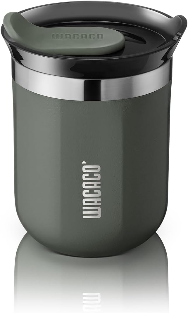 WACACO Octaroma Classico Vacuum Insulated Coffee Mug, Double-wall Stainless Steel Travel Tumbler With Drinking Lid, 6 fl oz (180ml), Dim Grey by WACACO