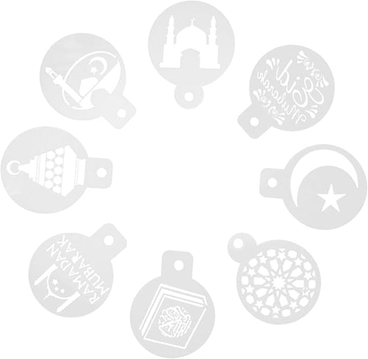 16Pcs Muslim Festival Cake Stencil Molds Baking Templates for Latte Art and Cake Decorating Lightweight Compact Design Smooth Surface Easy to Use and Clean