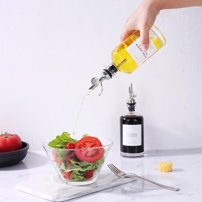 Molimoli Olive Oil Dispenser Bottle for Kitchen, Oil Dispenser w. Weighted Pourer, Glass Bottle Dispenser for Kitchen, Olive Oil Cruet, Glass Olive Oil Bottle | 350ml, Set of 4 - Image 8