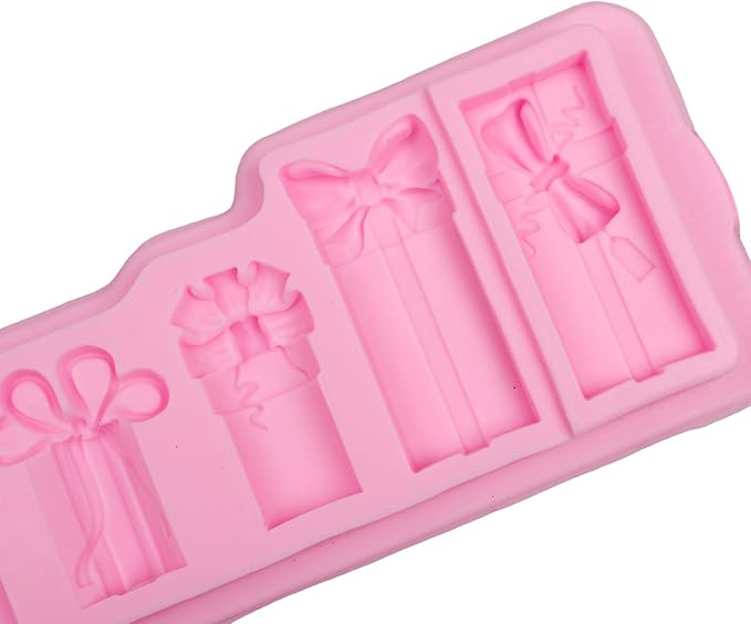 Bells Fondant Silicone Mold, Christmas Gift Box Chocolate Mold for Cake Decoration Cupcake Topper Candy Cookie Dessert Sugar Craft Gum Paste Polymer Clay Resin