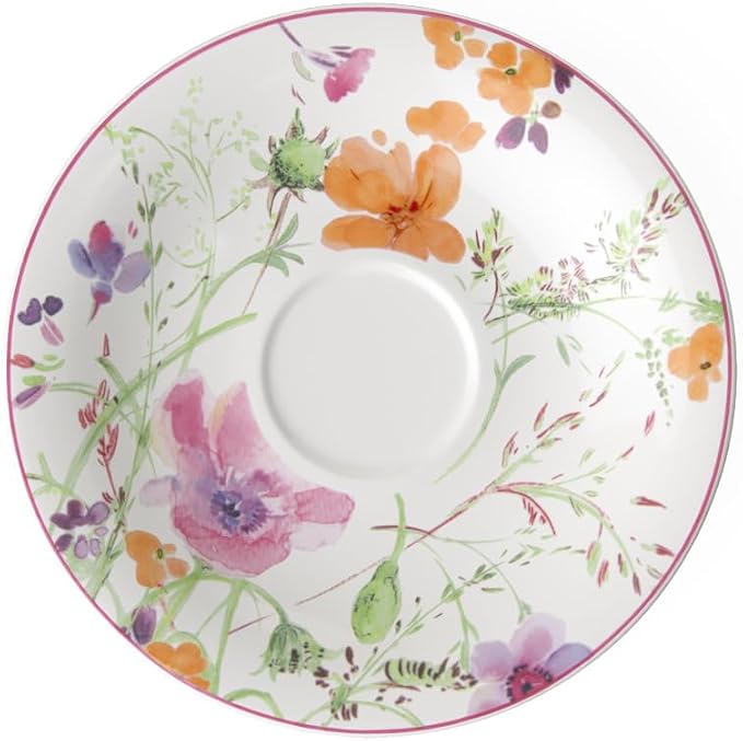 Villeroy & Boch Mariefleur Basic Breakfast Saucer, 7.5 Inch | White multicolor porcelain saucer, made in Germany, dishwasher and microwave safe, pairs with a cup on the coffee table by Unknown