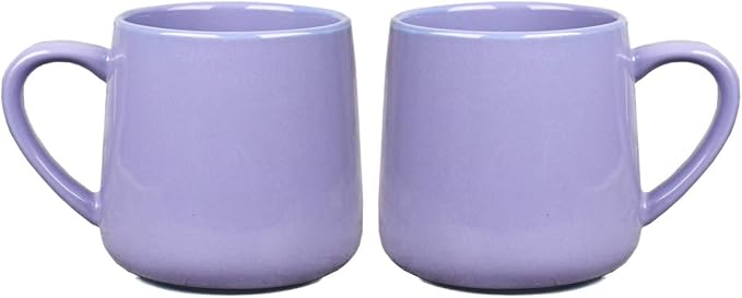 Bosmarlin Glossy Ceramic Coffee Mugs Set of 2, Tea Cup for Office and Home, 18 oz, Suitable for Dishwasher and Microwave(Purple, 2) by Bosmarlin
