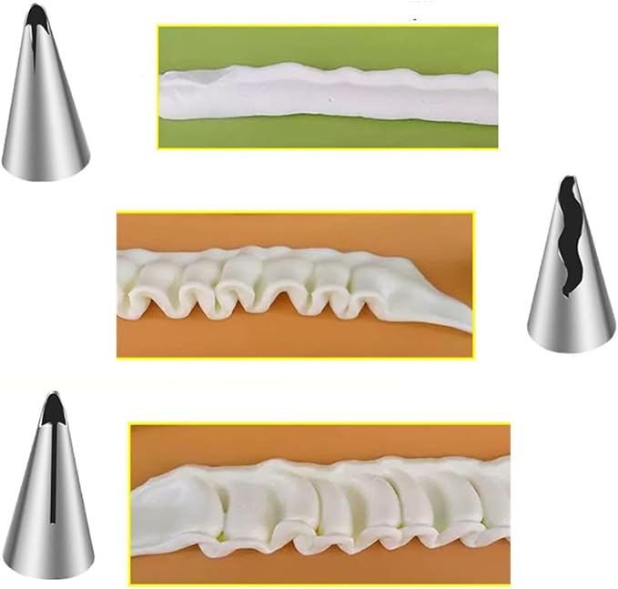 7-Piece Pleated Skirt Piping Nozzles Set, Stainless Steel Piping Nozzles Kit for Pastry Fondant & Cake Decorating Supplies - Baking Tools (Silver)