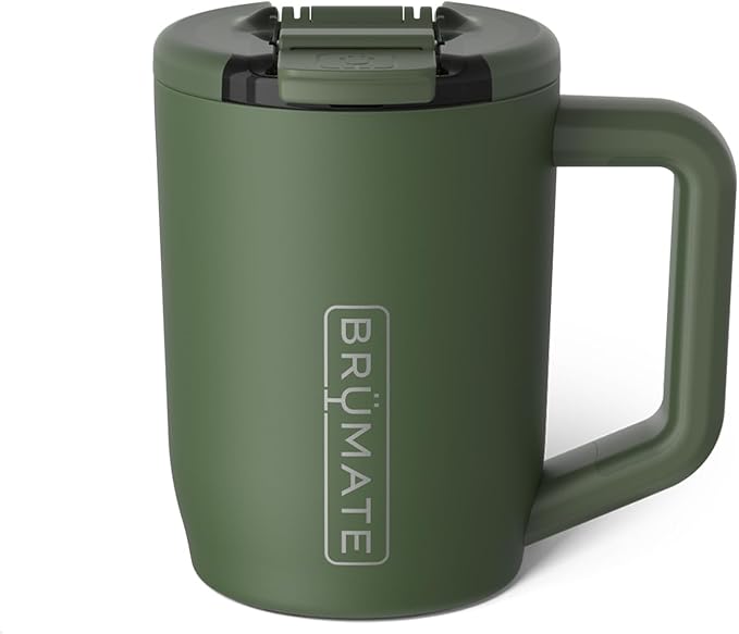 BrüMate Müv - 15oz 100% Leak Proof Insulated Coffee Mug with Handle & Lid - Stainless Steel Coffee Travel Mug - Double Walled Coffee Cup (OD Green) by Br%C3%BCMate