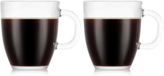 Bodum 12oz Bistro Coffee Mug Single-Wall Tempered Glass, 2 Pack, Clear | Single-Wall by Bodum