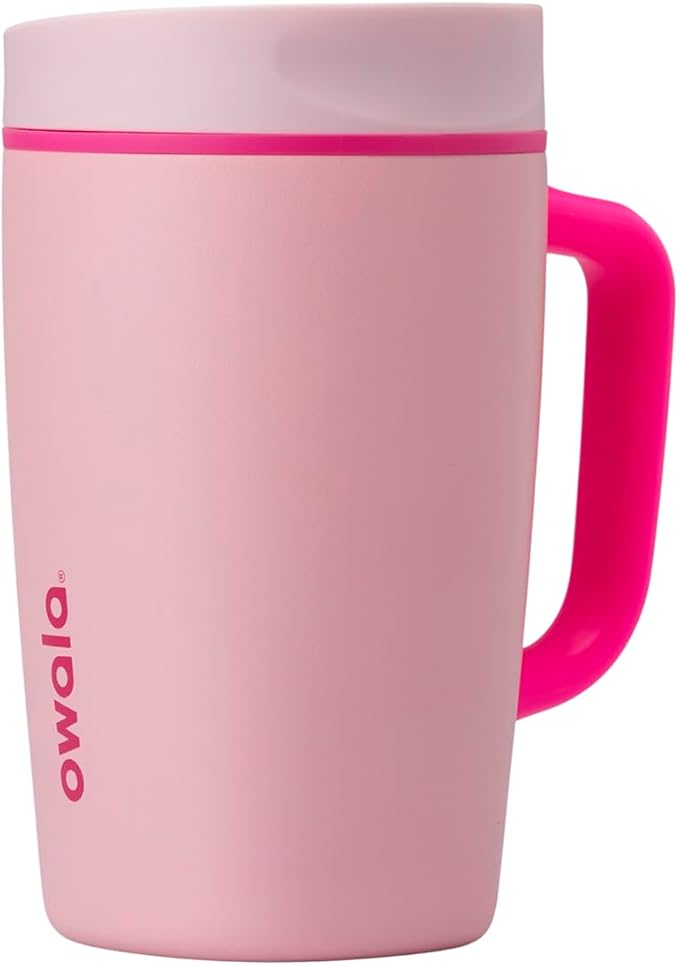 Owala SmoothSip Slider Stainless Steel Insulated Travel Mug with Handle, 100% Leak Proof, For Hot and Cold Drinks, Travel Friendly with Sliding Lock Lid, 12oz, BPA Free, Leak Proof, Pucker Up by Unknown