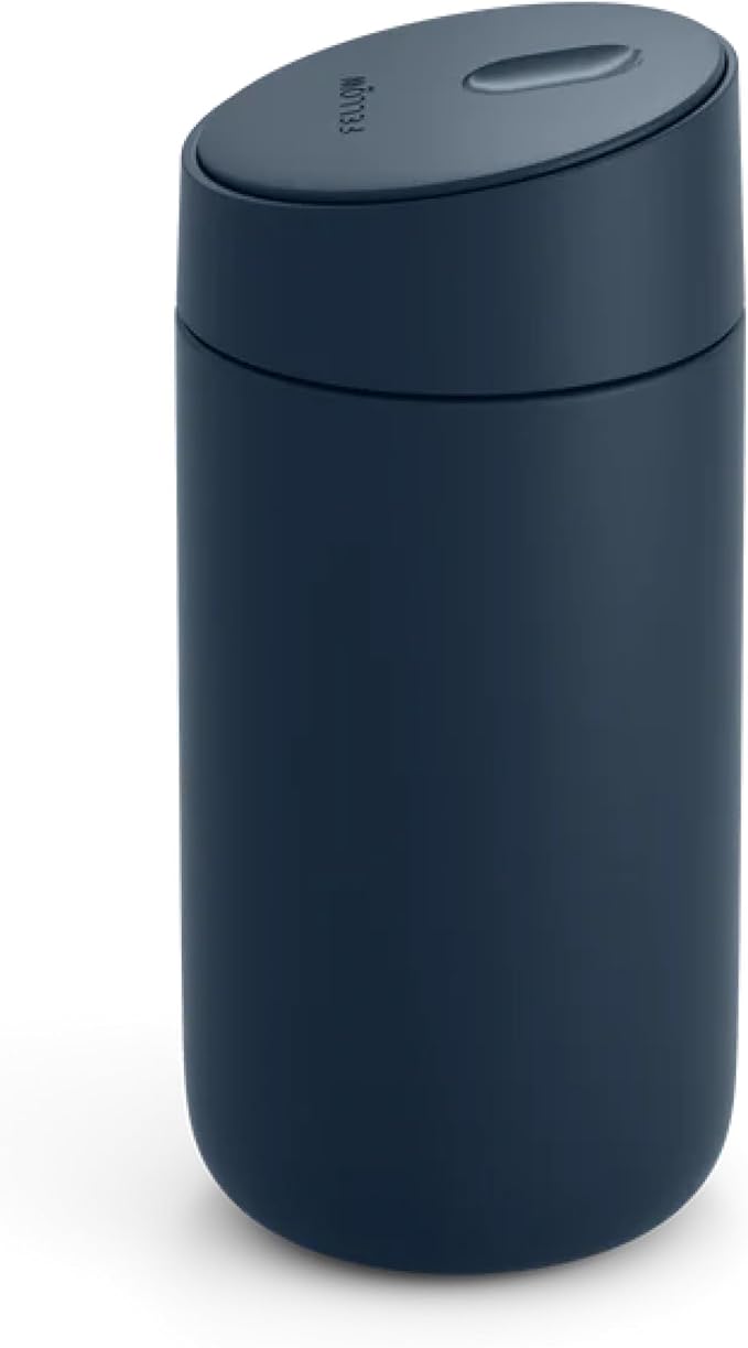 Fellow Carter Slide Ceramic Lined Travel Coffee Mug 12 oz, One-Handed Lid | No Metallic Taste Stainless Steel Coffee Tumbler, Leak-Proof, Hot 6Hr Cold 6Hr, BPA-Free, Dishwasher Safe, Stone Blue by Unknown