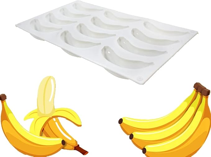 Silicone Mold Baking Pan Non-Stick Baking Pastry Chocolate Cake Dessert DIY Decoration Tools (Banana R_11.8x6.8x0.08 inch)