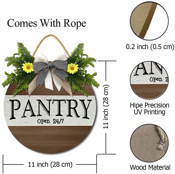 Pantry Wood Sign Decor, Home Pantry Room Door Wall Decor for Kitchen Farmhouse Restaurant Decoration for Holiday Home Shop Farmhouse Window 11" - Image 7