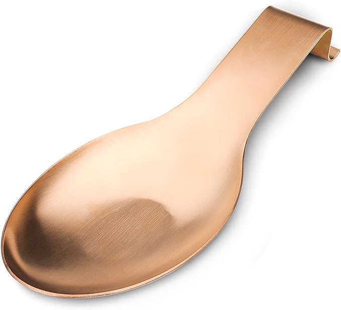 VanlonPro Stainless Steel Spoon Rest, Spatula Ladle Holder, Stainless Steel Utensil Spoon Rest Holder, Brushed Finish, Dishwasher Safe 9.8 x 3.7 Inch (Rose Gold 1PC) by VanlonPro