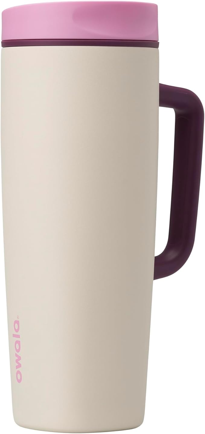 Owala SmoothSip Slider Stainless Steel Insulated Travel Mug with Handle, 100% Leak Proof, For Hot and Cold Drinks, Travel Friendly with Sliding Lock Lid, BPA Free, 24 oz, Daybreak by Unknown