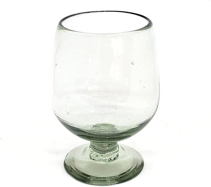 Clear 11 oz Large Cognac Glasses (set of 6), Recycled Glass, Lead-free, Toxin-Free (11 oz Large Cognac) by MexHandcraft
