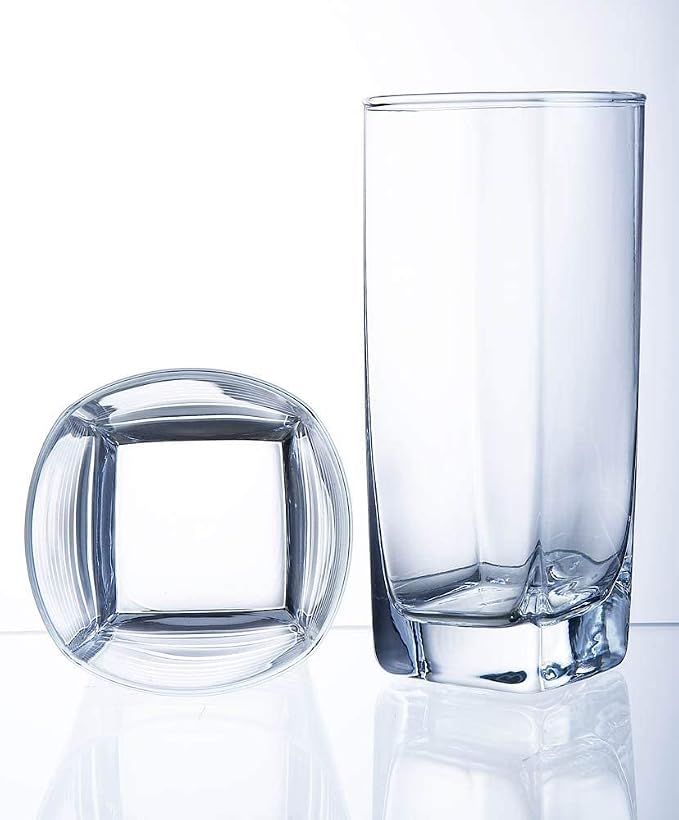 Le'raze Collins Everyday Drinking Glasses Set of 16 Drinkware Kitchen Glasses for Cocktail, Iced Coffee, Beer, Ice Tea, Wine, Whiskey, Water, 8 Tall Highball Glass Cups & 8 Short Old Fashioned. - Image 9
