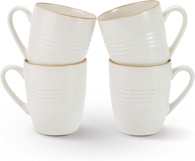 famiware Jupiter Coffee Mugs Set of 4, 13oz Coffee Mug, Microwave and Dishwasher Safe, Coffee Cups with Handle for Coffee, Tea, Cocoa, Milk, White by Famiware