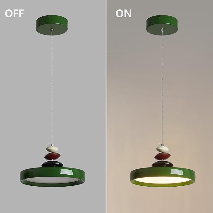 Modern Pendant Lights,Green 12" LED Pendant Lighting Fixture with Remote Control Dimmable 3 Color Mode & Brightness, Adjustable Hanging Lamp for Kitchen Dining Room Bedroom Kitchen Island - Image 9