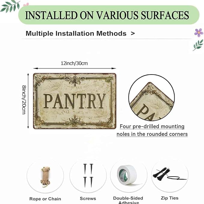 Vintage Pantry Aluminum Metal Wall Sign 8 x 12 Inch | Farmhouse Decor for Home or Kitchen, Gift for Farmhouse Decor Lovers or Home Owners - Image 3