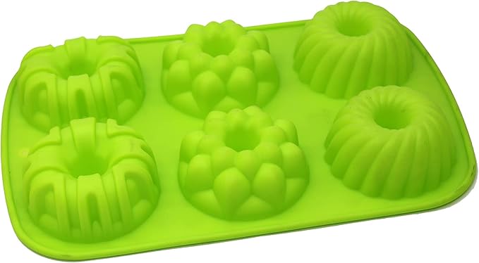 X-Haibei Mini Cake Pan Silicone Mold, 6-Cavity Round Donut Dessert Mold for Baking, Jello, Ice Cream, Chocolate, Soap Bars - Non-Stick Flexible Cupcake Sized