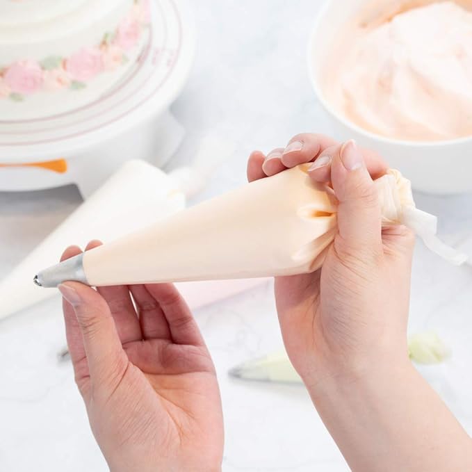 Restaurantware Pastry Tek 12 x 6.2 Inch Piping Bags 2 Reusable Icing Bags - Durable White Silicone Pastry Bags Anti Burst Decorate Cakes Cupcakes Macarons Or Cookies