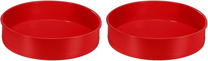 Uxcell 2pcs Round Silicone Cake Pans, 9.8 Inch Nonstick & Quick Release Circle Molds for Layer, Smash and Cheese Cake Baking, Red by uxcell
