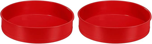 Uxcell 2pcs Round Silicone Cake Pans, 9.8 Inch Nonstick & Quick Release Circle Molds for Layer, Smash and Cheese Cake Baking, Red by uxcell