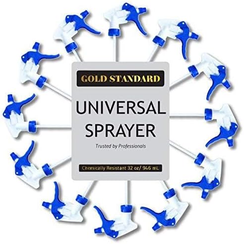 Gold Standard - Universal Trigger Sprayer, Spray Bottle Nozzle Replacement, Ergonomic Spray Nozzle for Bottles, Fits 32oz Plastic Spray Bottles for Cleaning Solutions, 12-Pack Spray Trigger Handle