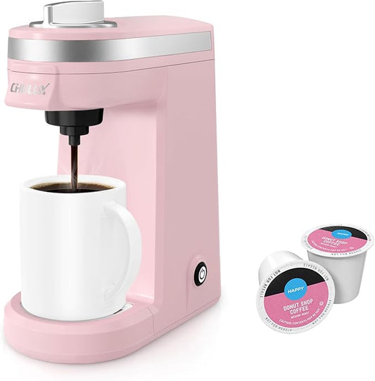 CHULUX Mini Single Serve Coffee Maker for K Cup, Fast Heating, Dusty Rose | Fast-Heating Boiler System, Single Cup Brewing, Portable Compact Design, Four-Hole Multi-Stream Needle, Adjustable Drip Tray by CHULUX