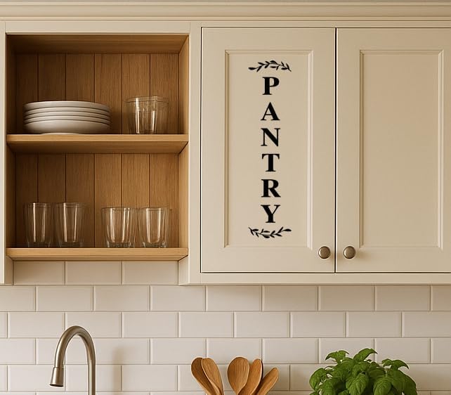 Pantry Door Decal – Black Vinyl Kitchen Sticker – Farmhouse Pantry Room Door Sign for Kitchen Wall or Glass, 17.7 x 4.3 Inch - Image 3