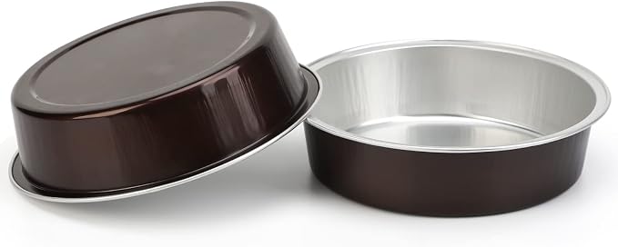 Beasea Disposable Aluminum Cupcake Pans with Lids, 100 Pack 4” 8oz Coffee Mini Baking Pie Foil Tins Small Round Tart Container for Individual Muffin Cheesecake Dessert Ramekins Quiche Oven Dishes - Image 4